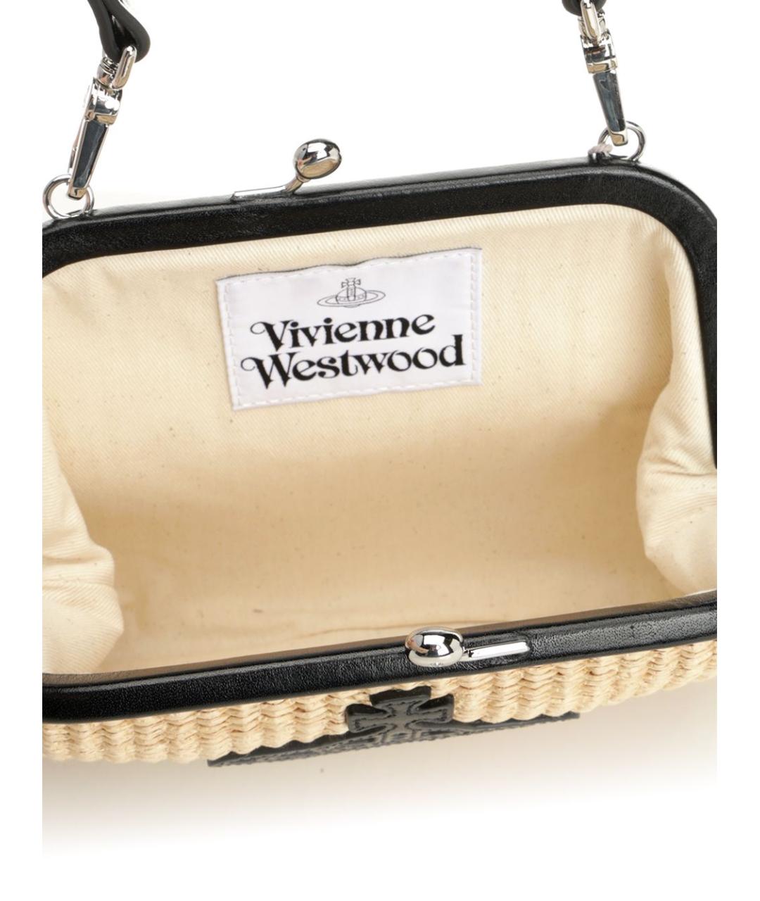 VIVIENNE WESTWOOD Бежевая хлопковая сумка с короткими ручками, фото 4