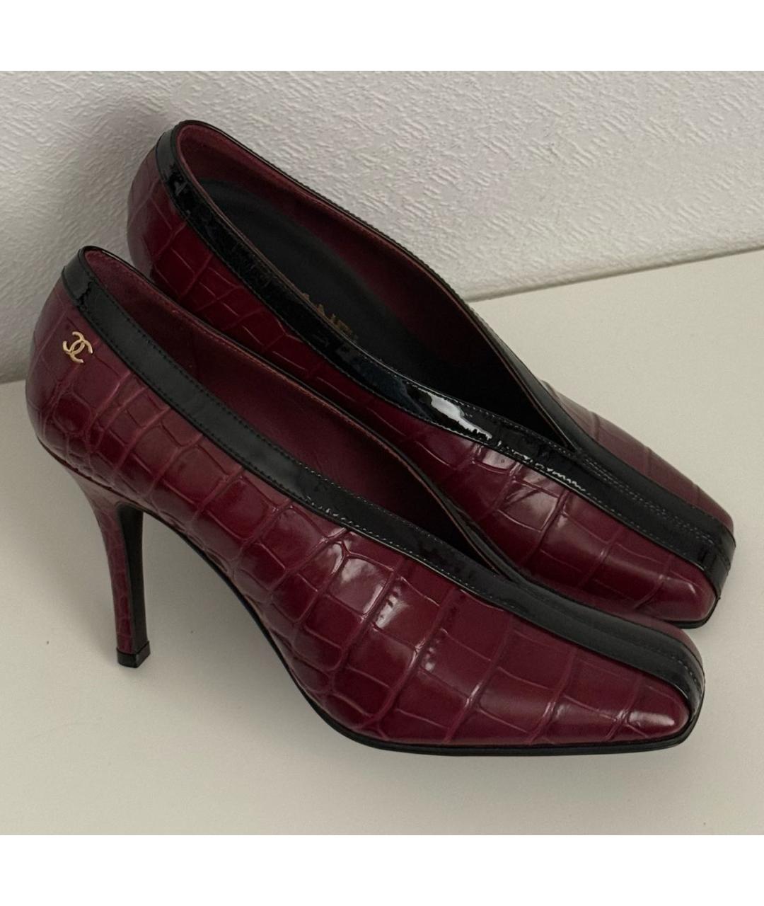 CHANEL Бордовые кожаные туфли, фото 5