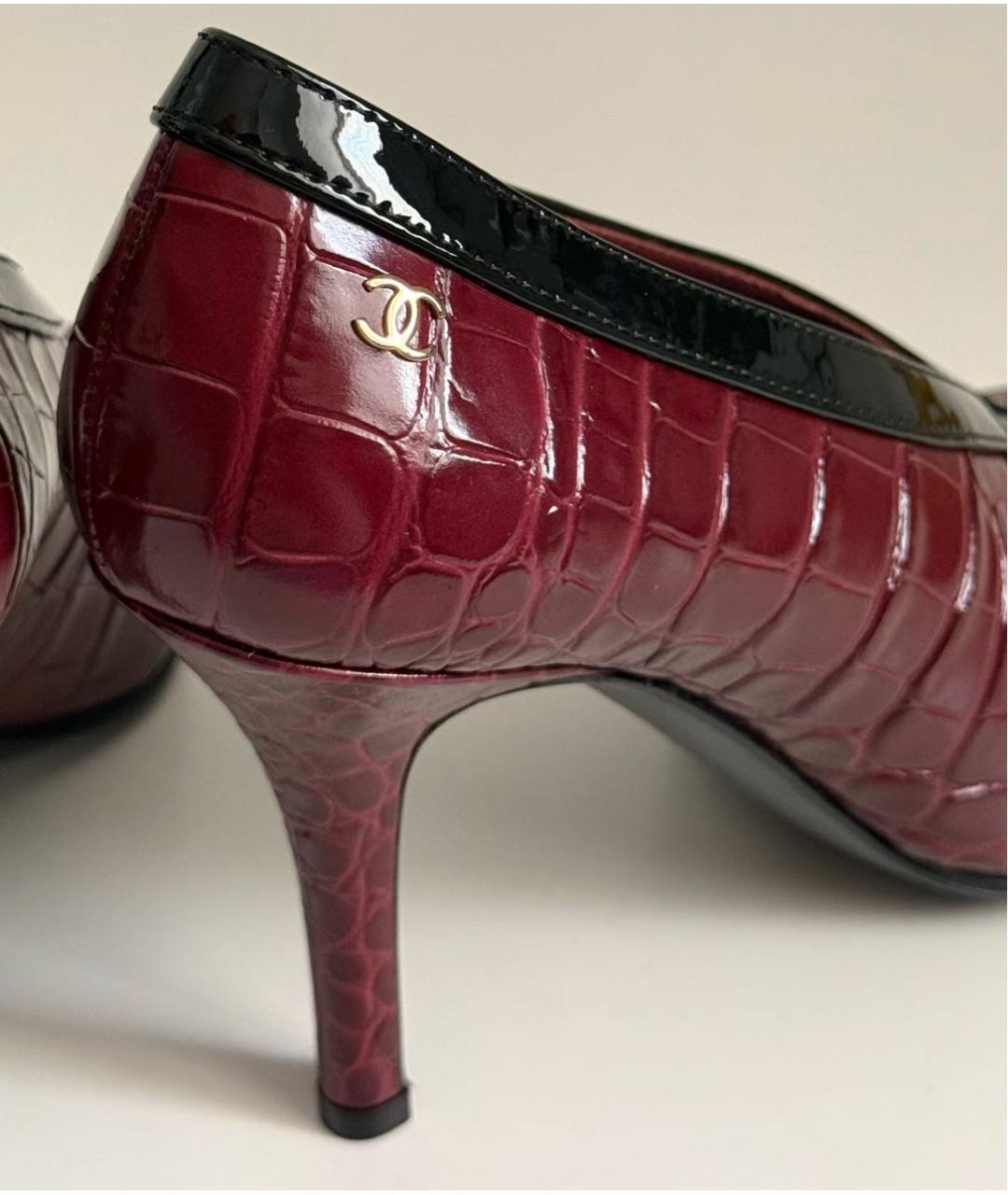 CHANEL Бордовые кожаные туфли, фото 6