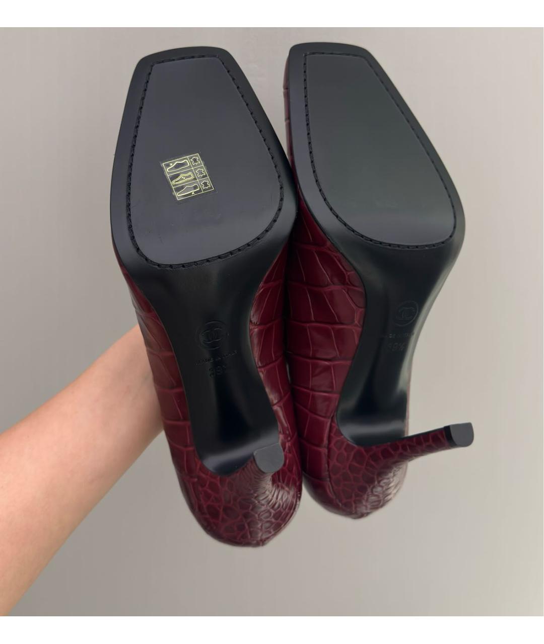 CHANEL Бордовые кожаные туфли, фото 7