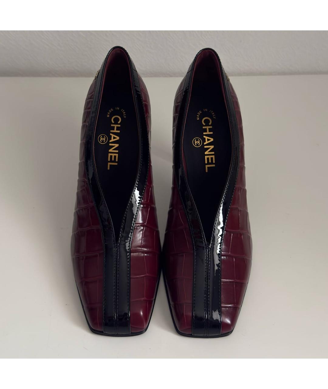 CHANEL Бордовые кожаные туфли, фото 2