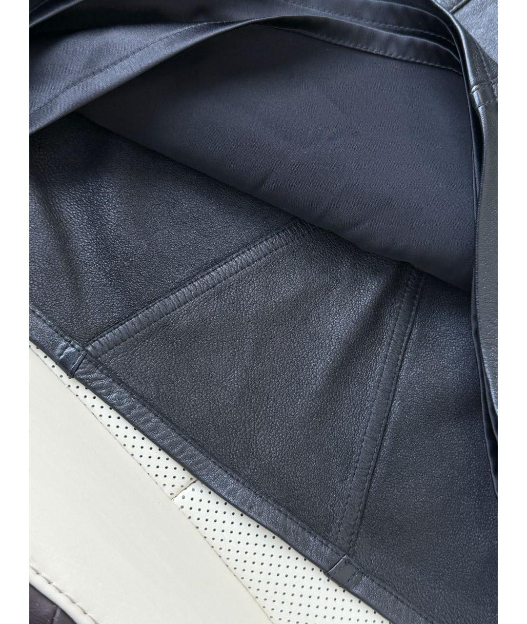 SAINT LAURENT Черная кожаная юбка мини, фото 5