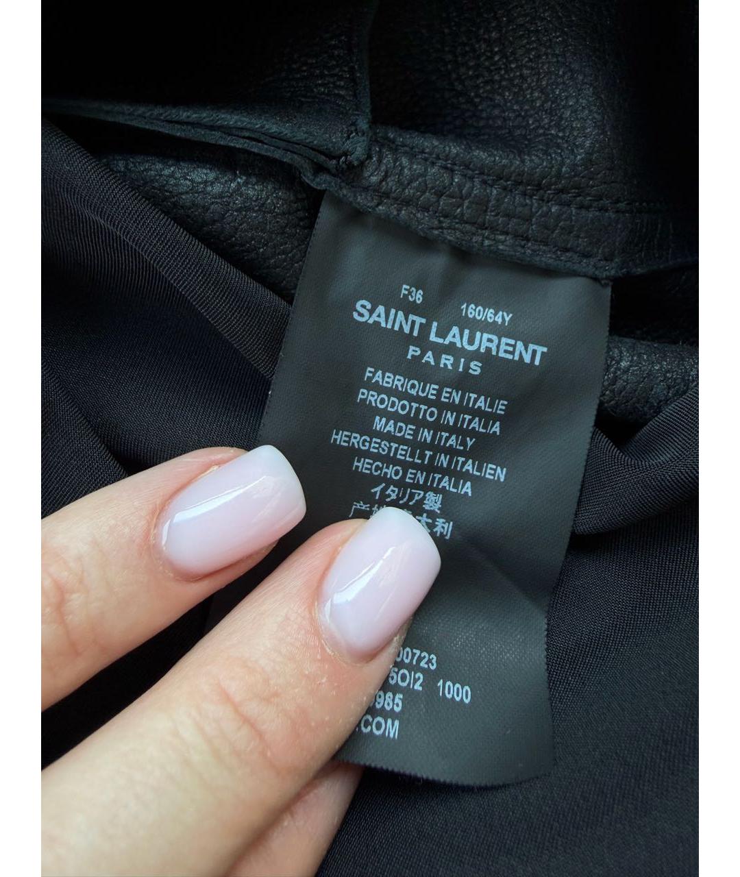 SAINT LAURENT Черная кожаная юбка мини, фото 7