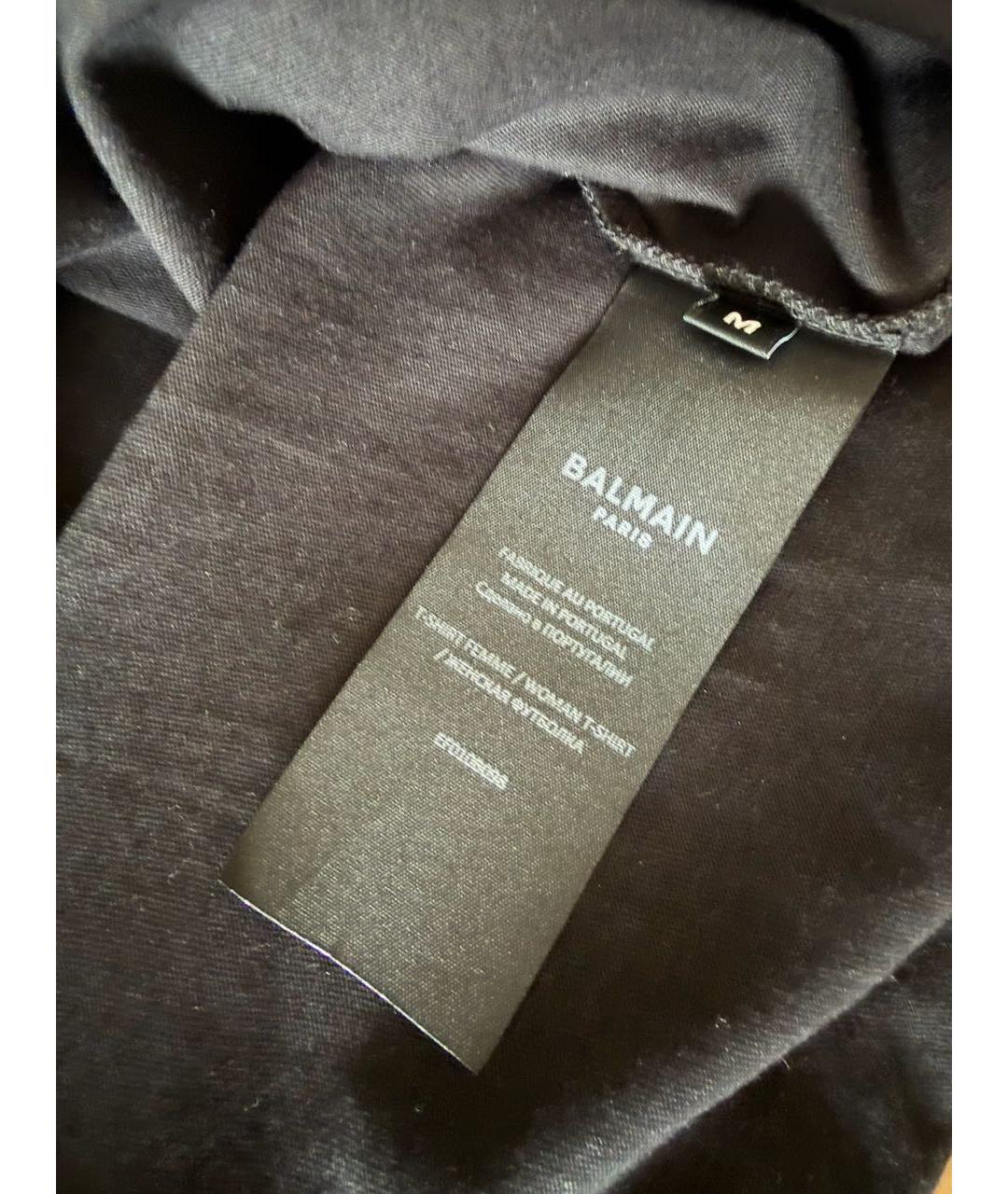 BALMAIN Черная хлопко-эластановая футболка, фото 5