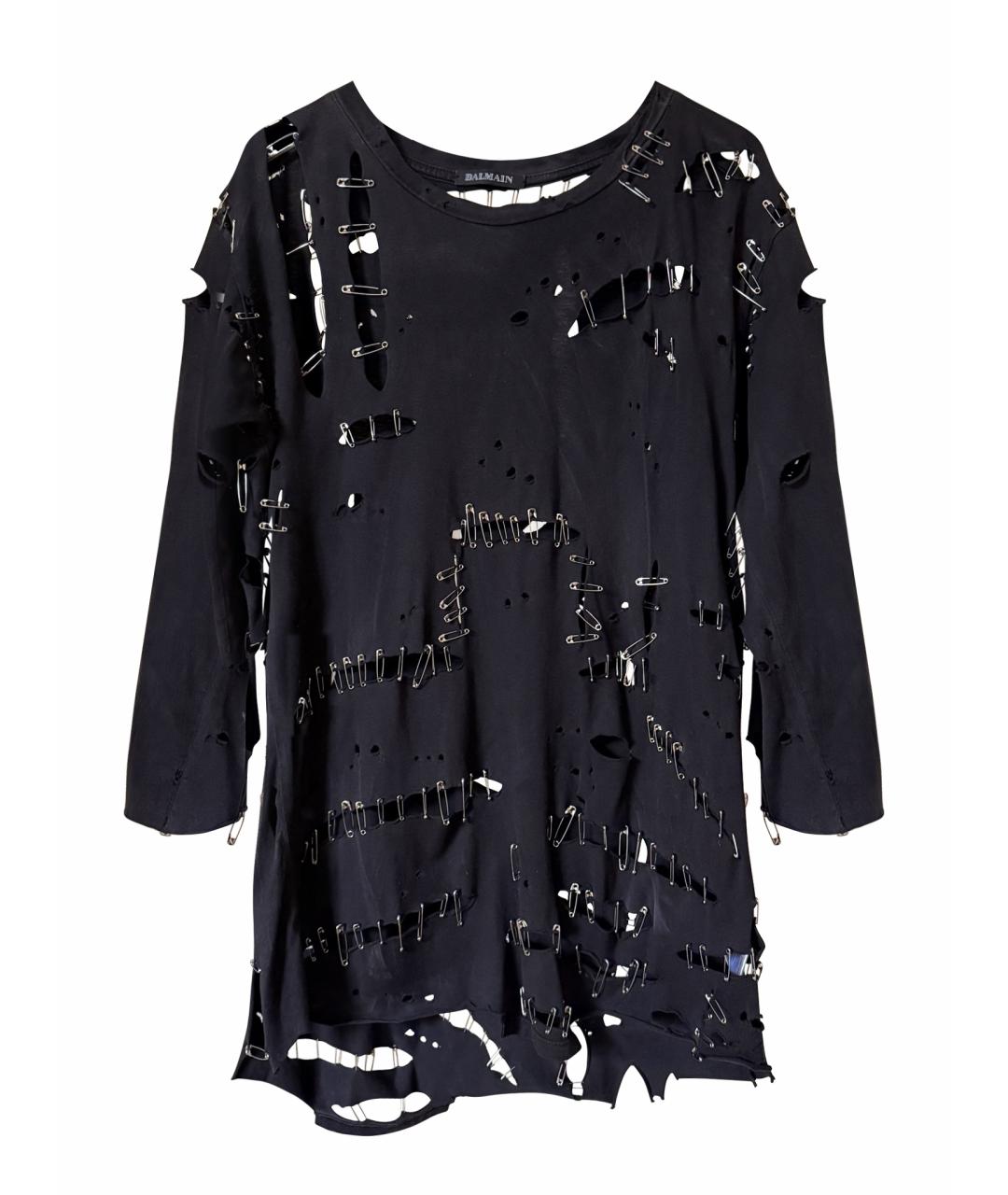 BALMAIN Черная хлопковая футболка, фото 1