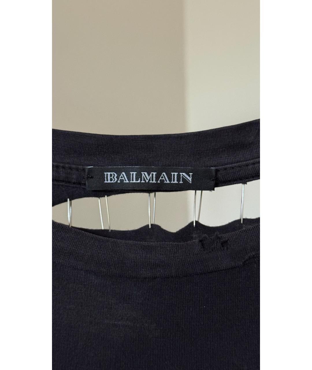 BALMAIN Черная хлопковая футболка, фото 5
