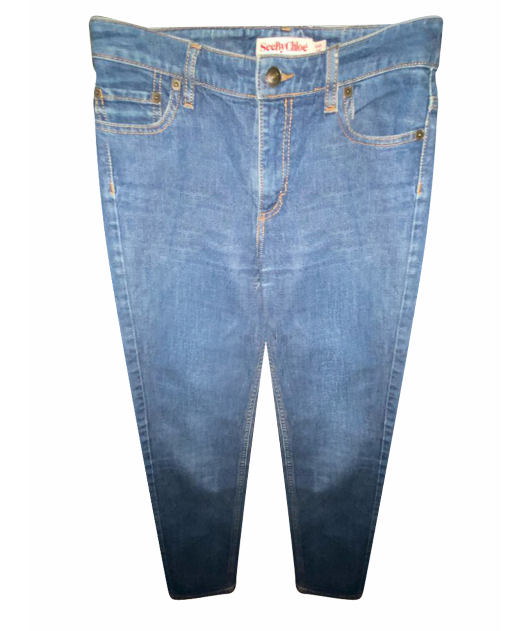 SEE BY CHLOE Синие хлопковые джинсы слим, фото 1