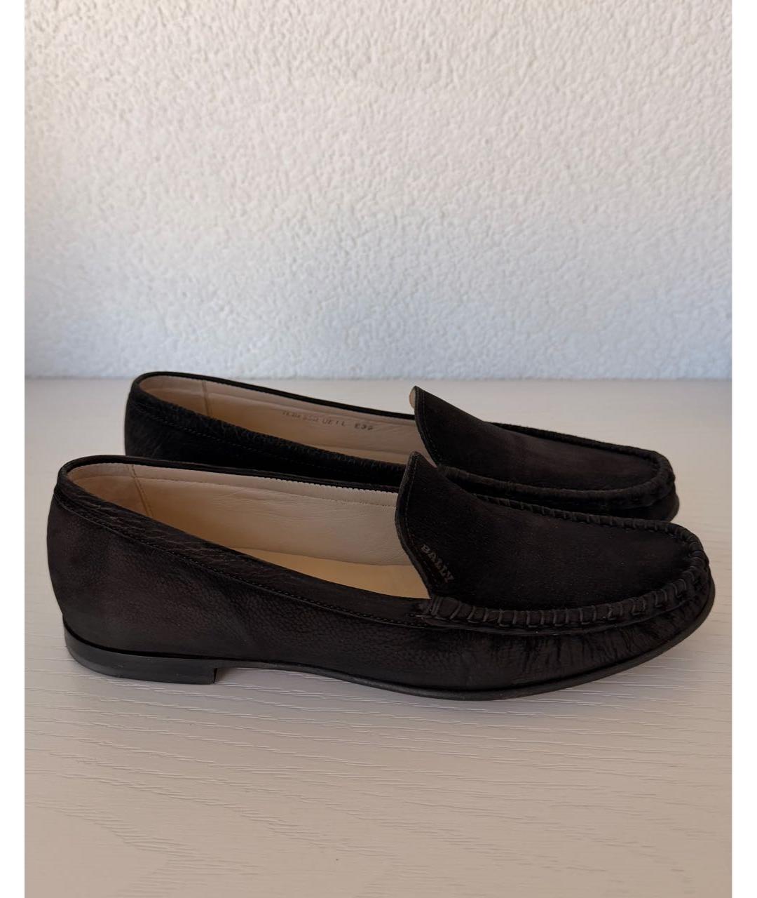 BALLY Черные нубуковые мокасины, фото 9