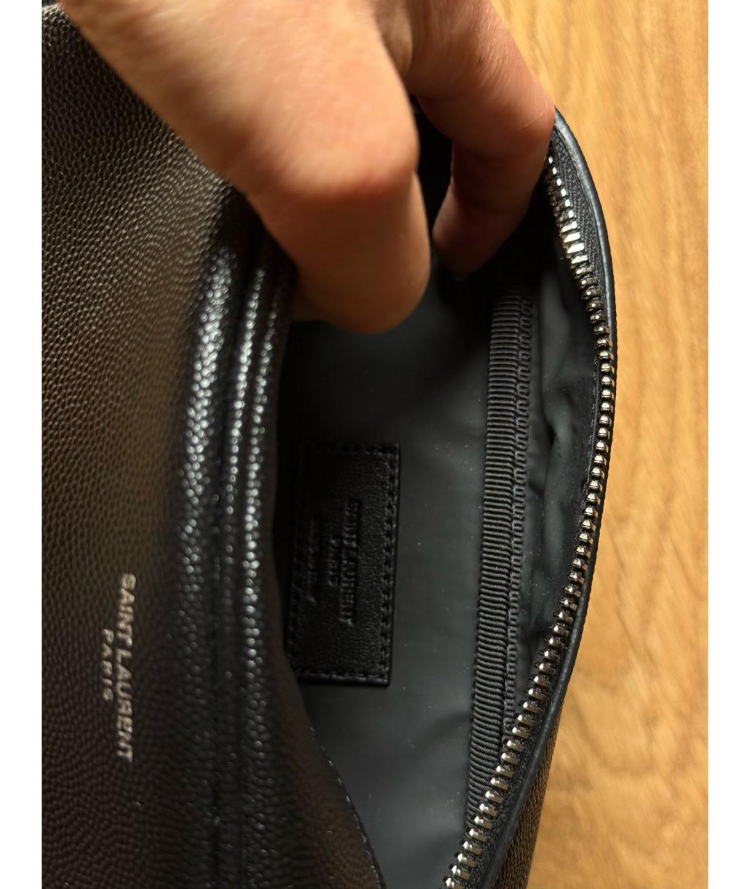SAINT LAURENT Черная кожаная косметичка, фото 4