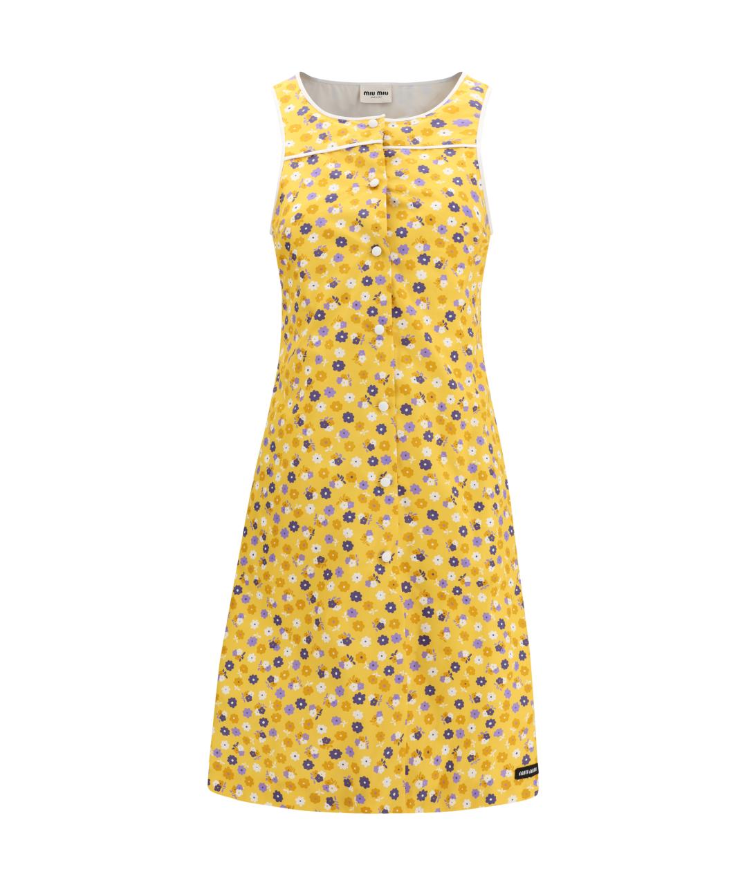 MIU MIU Желтое хлопковое повседневное платье, фото 1