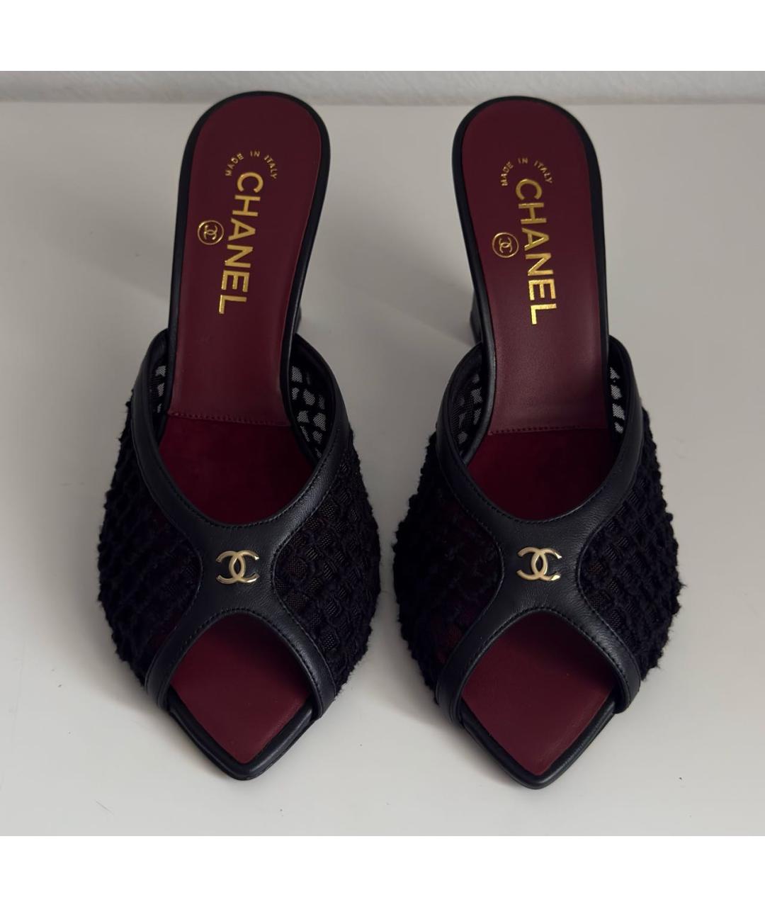 CHANEL Черные текстильные мюли, фото 2