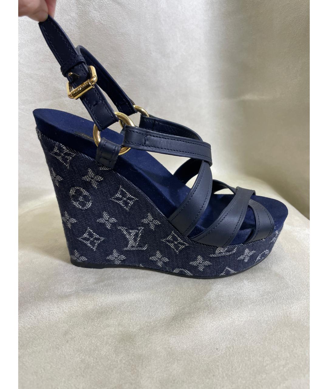 LOUIS VUITTON Синие босоножки, фото 9