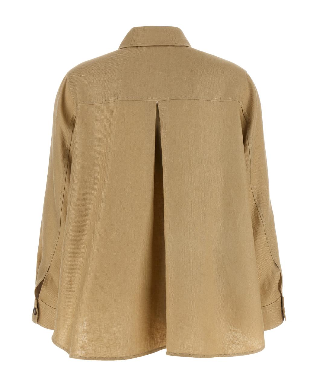 WEEKEND MAX MARA Бежевая льняная рубашка, фото 2