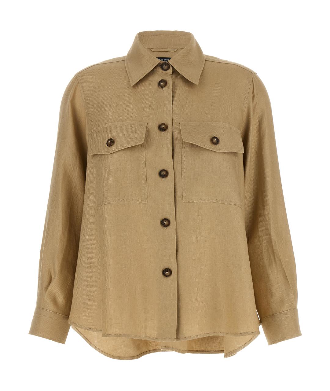 WEEKEND MAX MARA Бежевая льняная рубашка, фото 1
