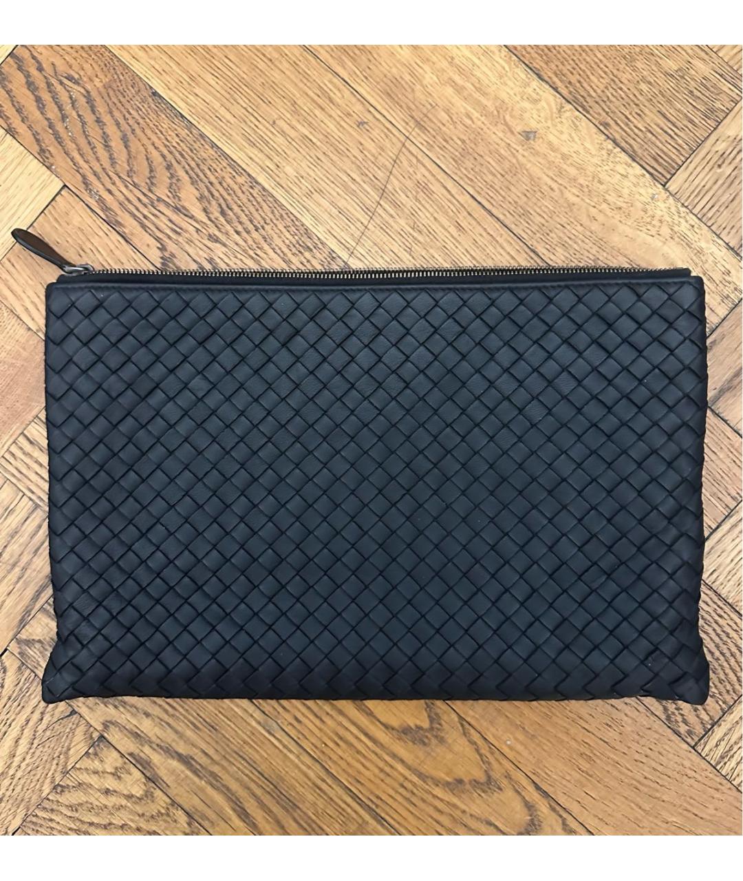 BOTTEGA VENETA Черная кожаная папка для документов, фото 3
