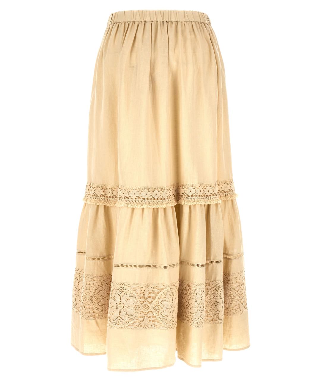 WEEKEND MAX MARA Бежевая льняная юбка макси, фото 2