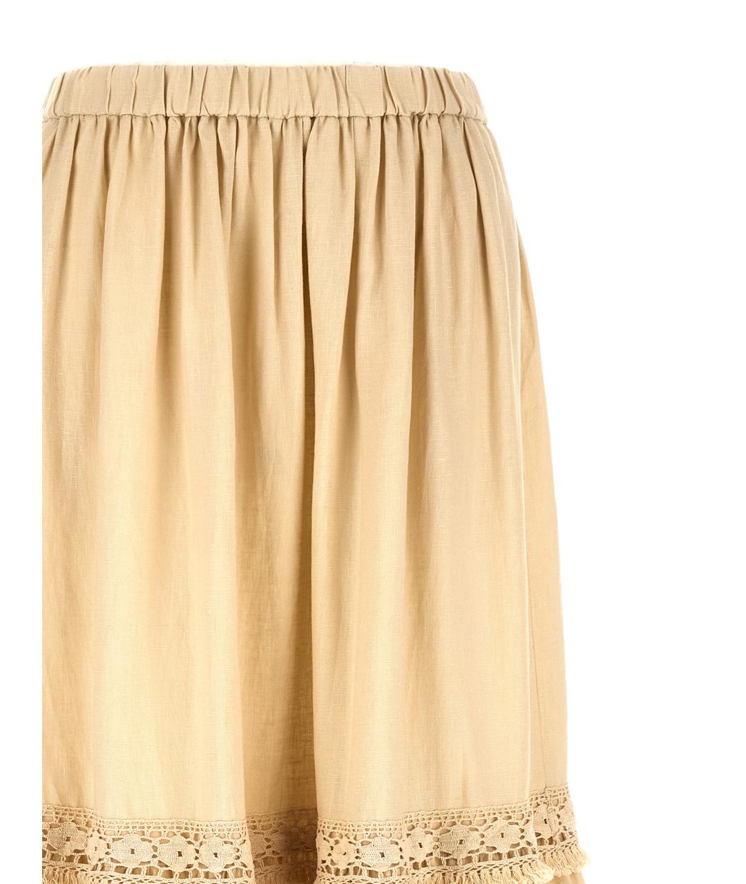 WEEKEND MAX MARA Бежевая льняная юбка макси, фото 3