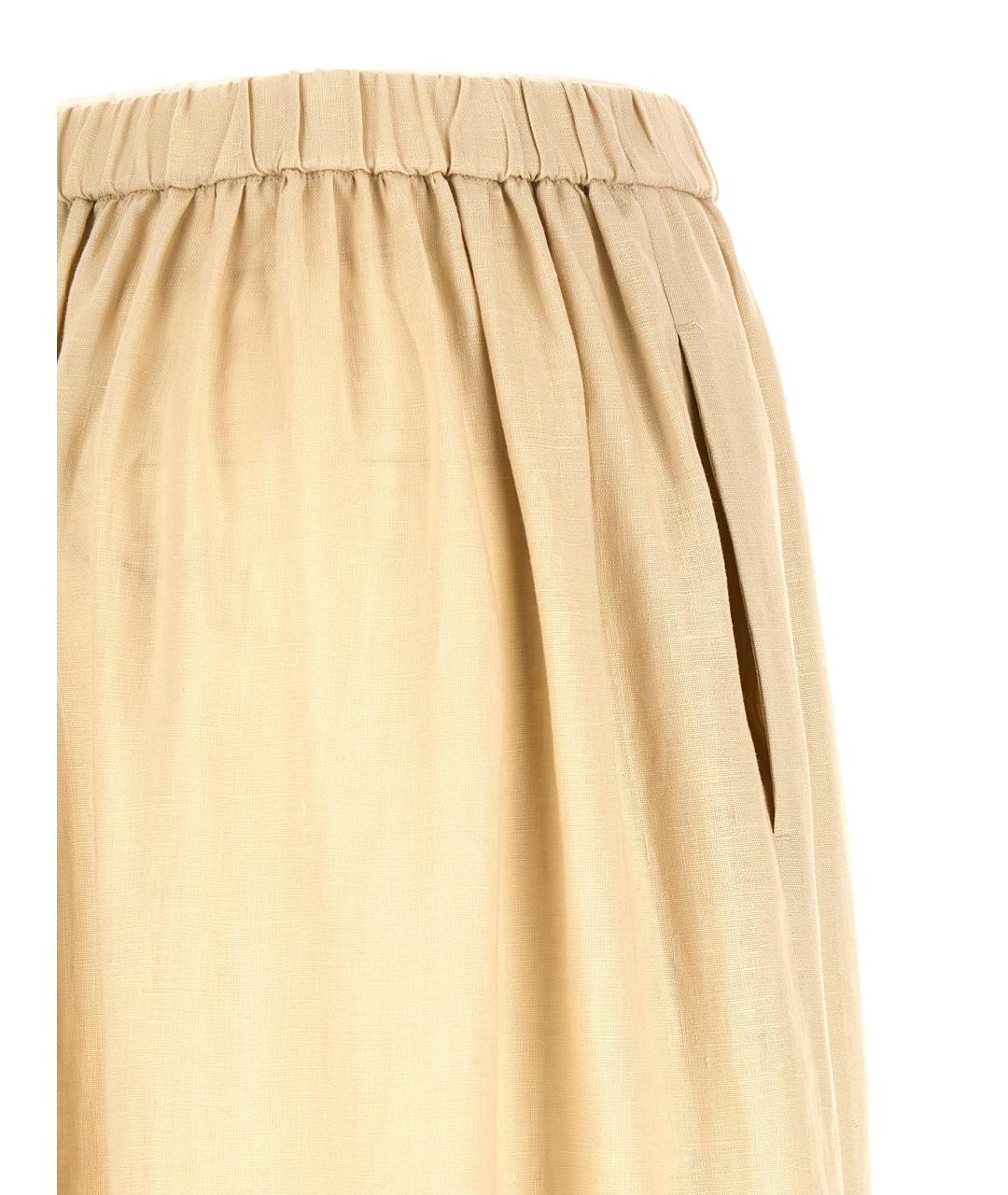 WEEKEND MAX MARA Бежевая льняная юбка макси, фото 4