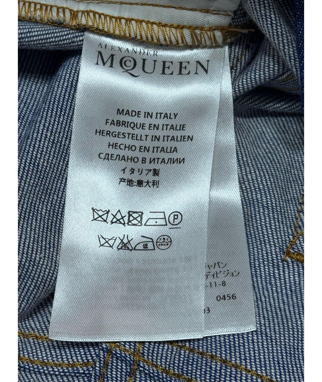 ALEXANDER MCQUEEN Синие хлопко-эластановые джинсы слим, фото 7