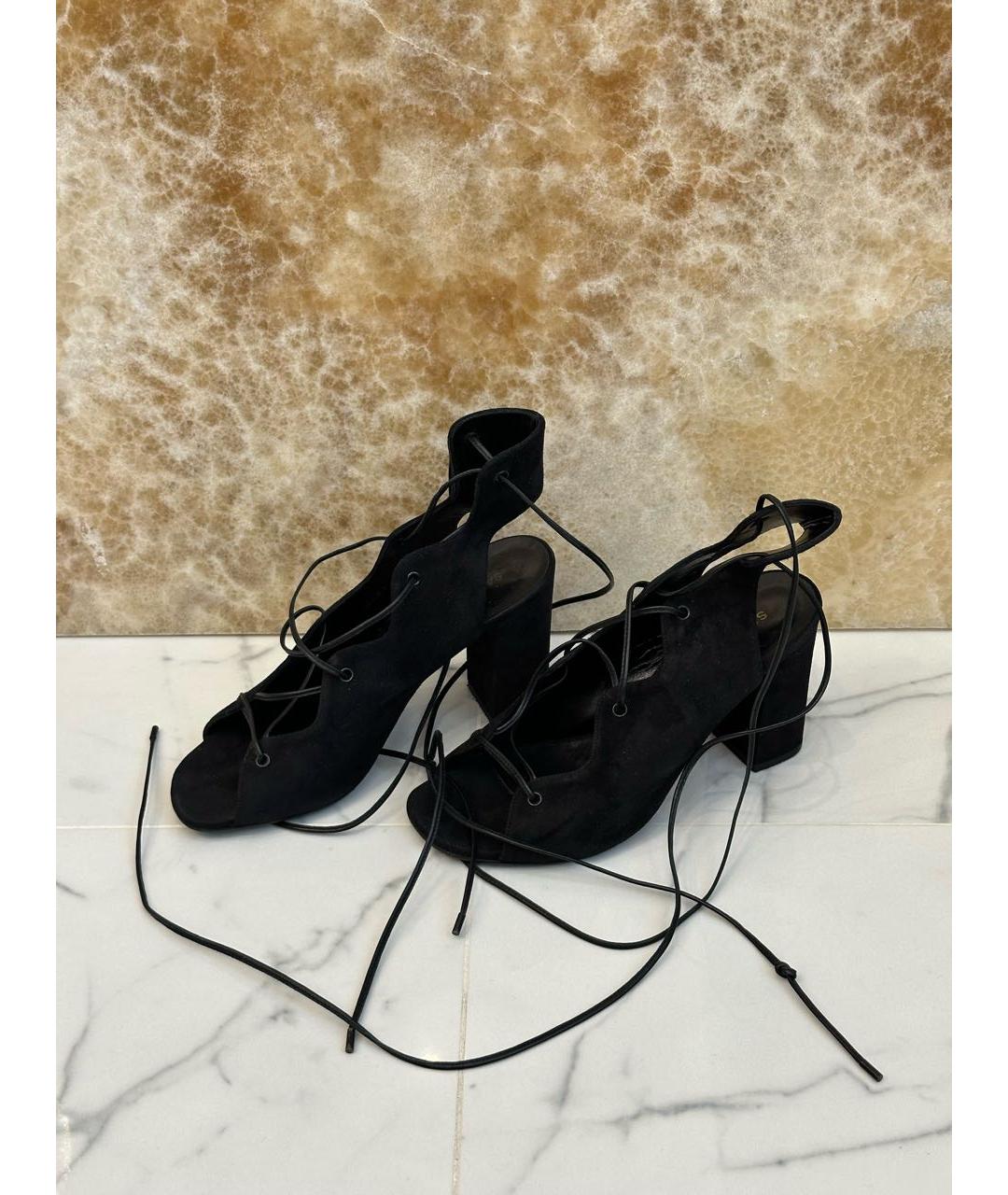 SAINT LAURENT Черные замшевые босоножки, фото 2