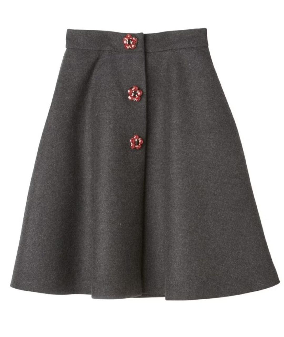 MIU MIU Серая шерстяная юбка миди, фото 10