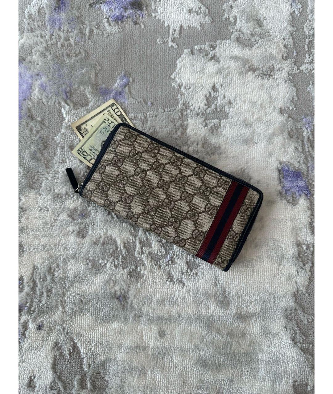 GUCCI Бежевый кожаный кошелек, фото 7
