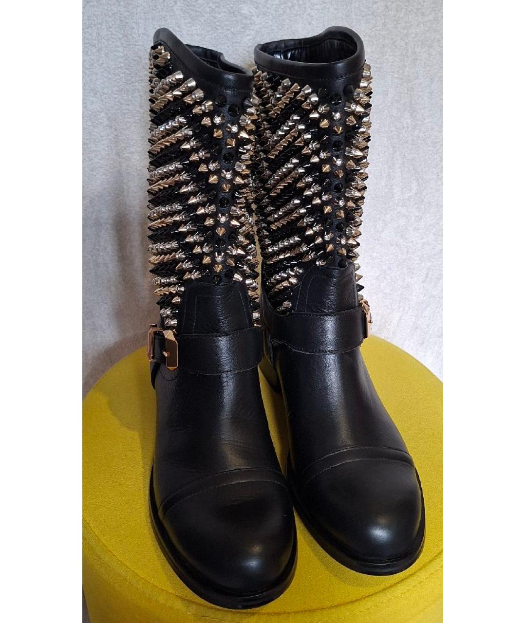 PHILIPP PLEIN Черные кожаные сапоги, фото 3