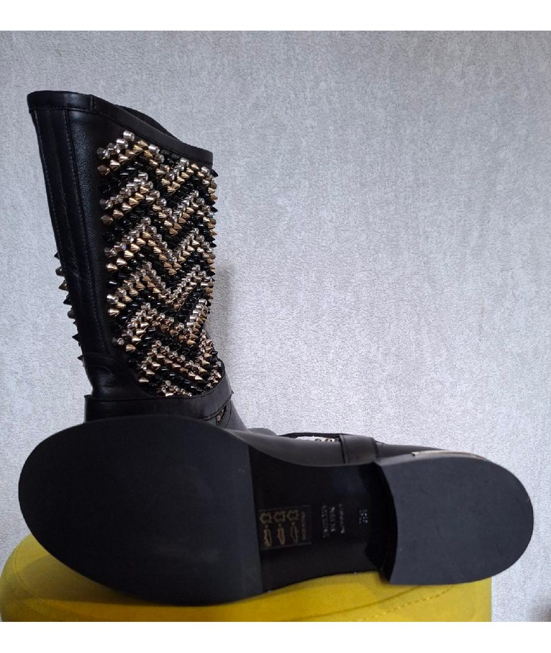 PHILIPP PLEIN Черные кожаные сапоги, фото 7