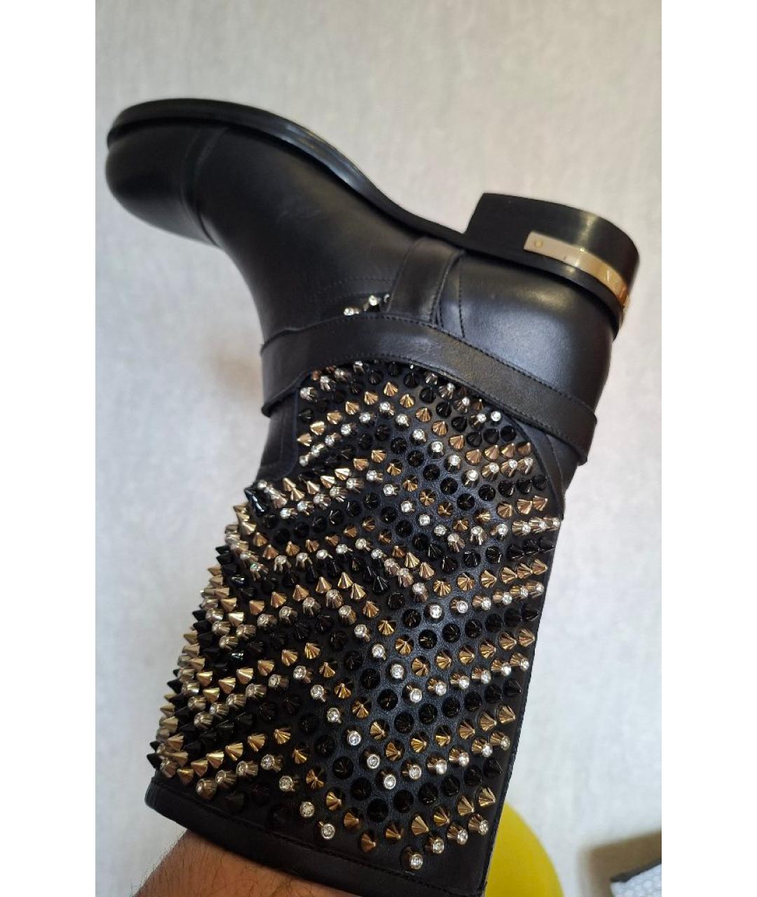 PHILIPP PLEIN Черные кожаные сапоги, фото 5