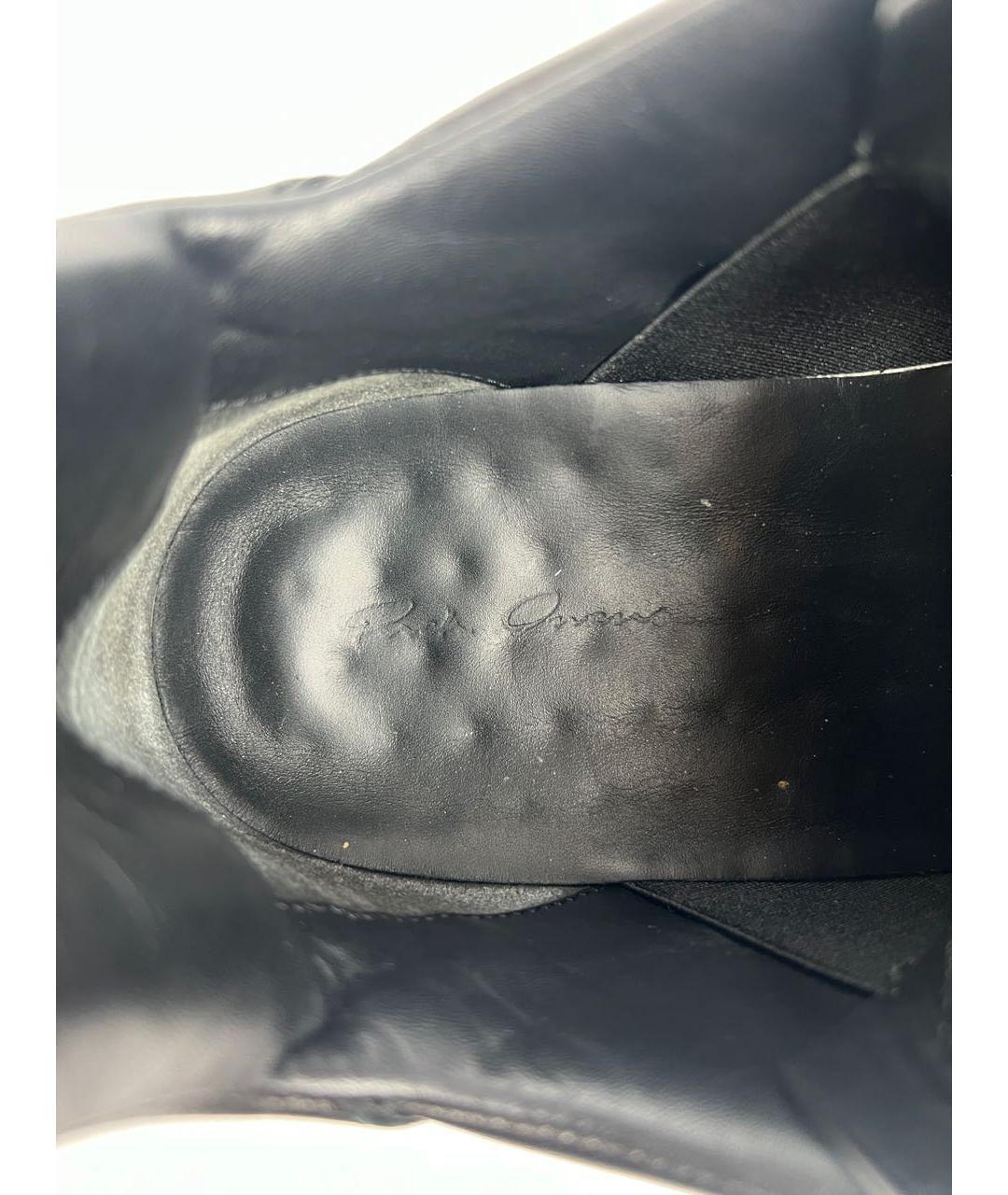 RICK OWENS Черные кожаные низкие кроссовки / кеды, фото 5