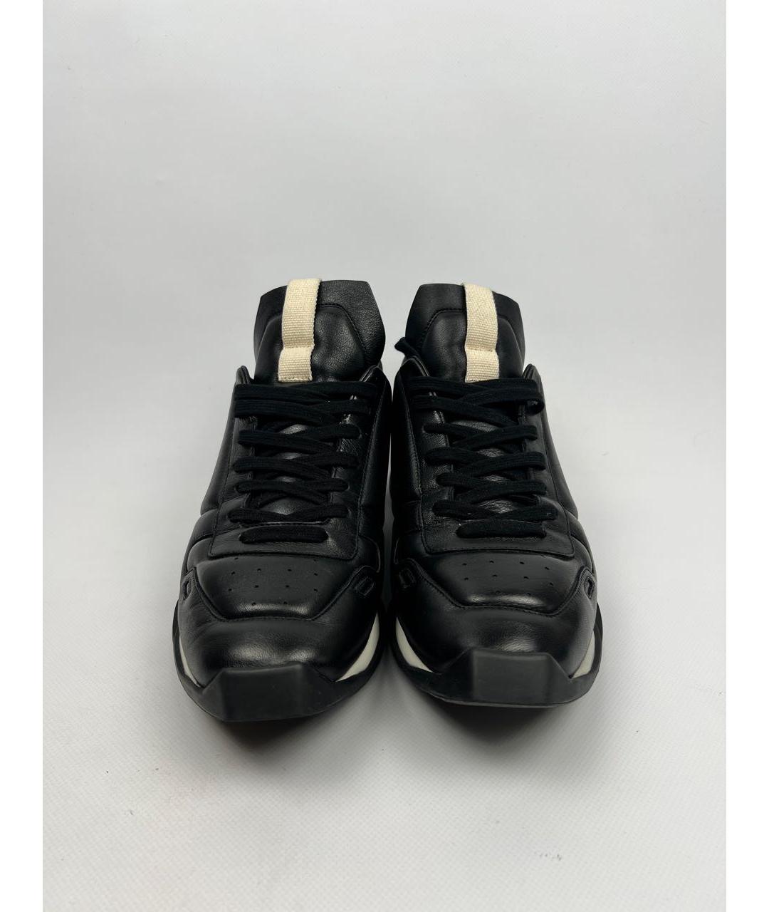 RICK OWENS Черные кожаные низкие кроссовки / кеды, фото 4