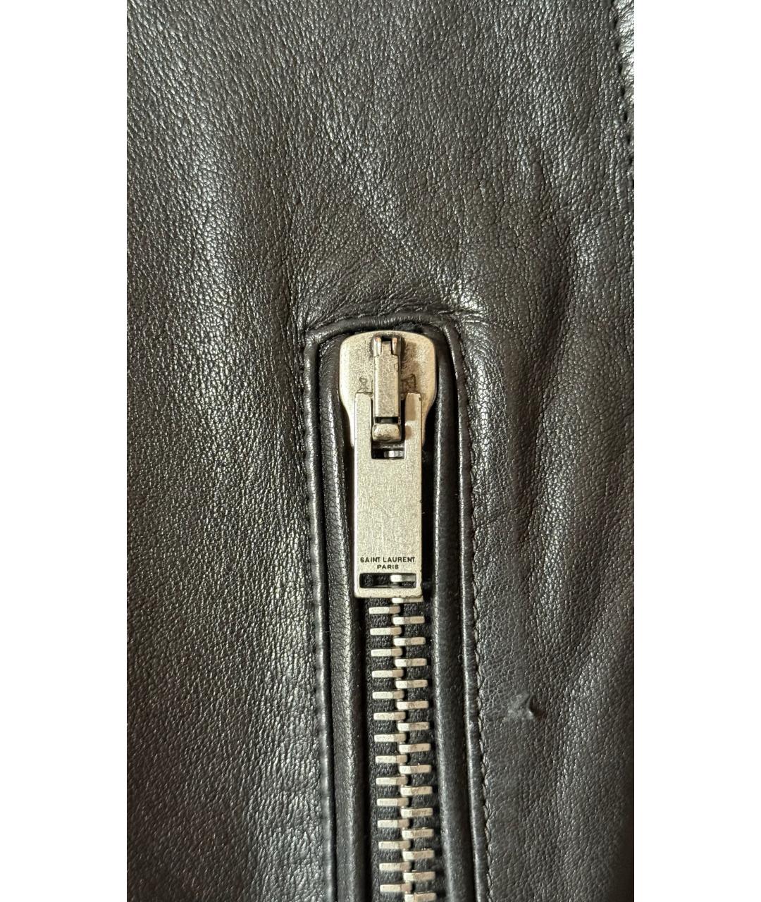 SAINT LAURENT Черная кожаная куртка, фото 4