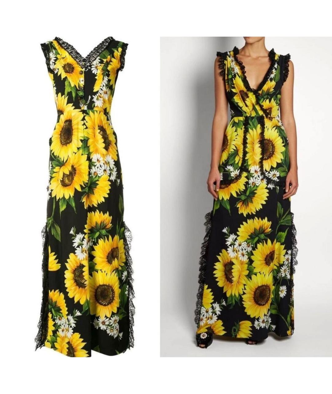 DOLCE&GABBANA Желтое вискозное вечернее платье, фото 2