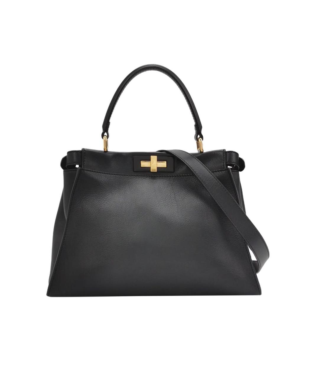 FENDI Черная кожаная сумка тоут, фото 1