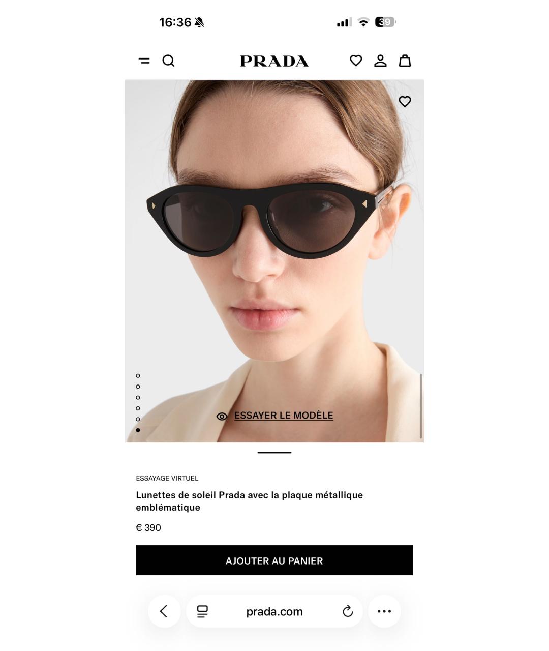 PRADA Черные пластиковые солнцезащитные очки, фото 5