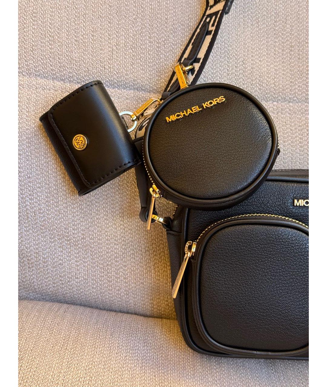 MICHAEL KORS Черная кожаная сумка через плечо, фото 5