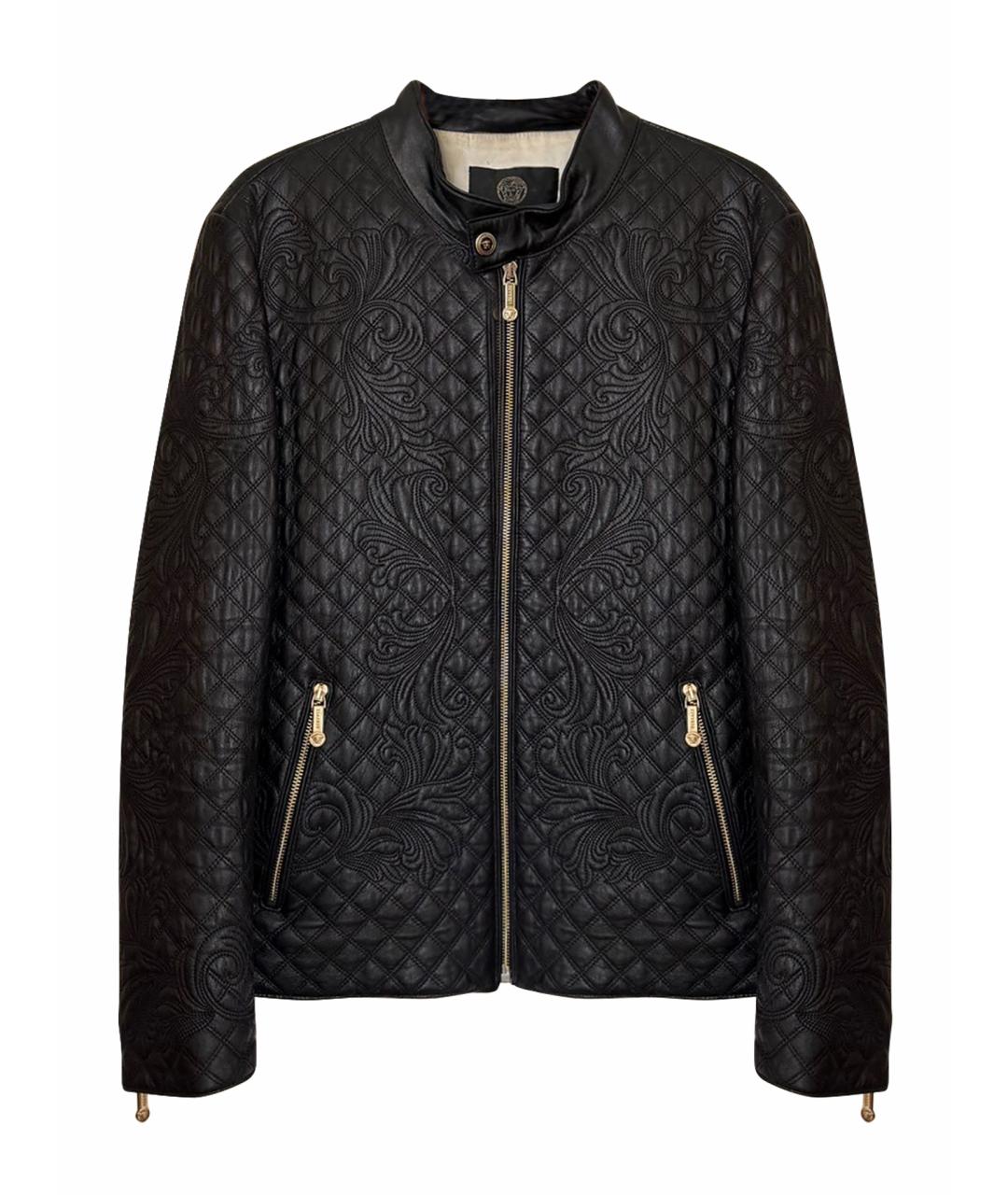 VERSACE Черная кожаная куртка, фото 1