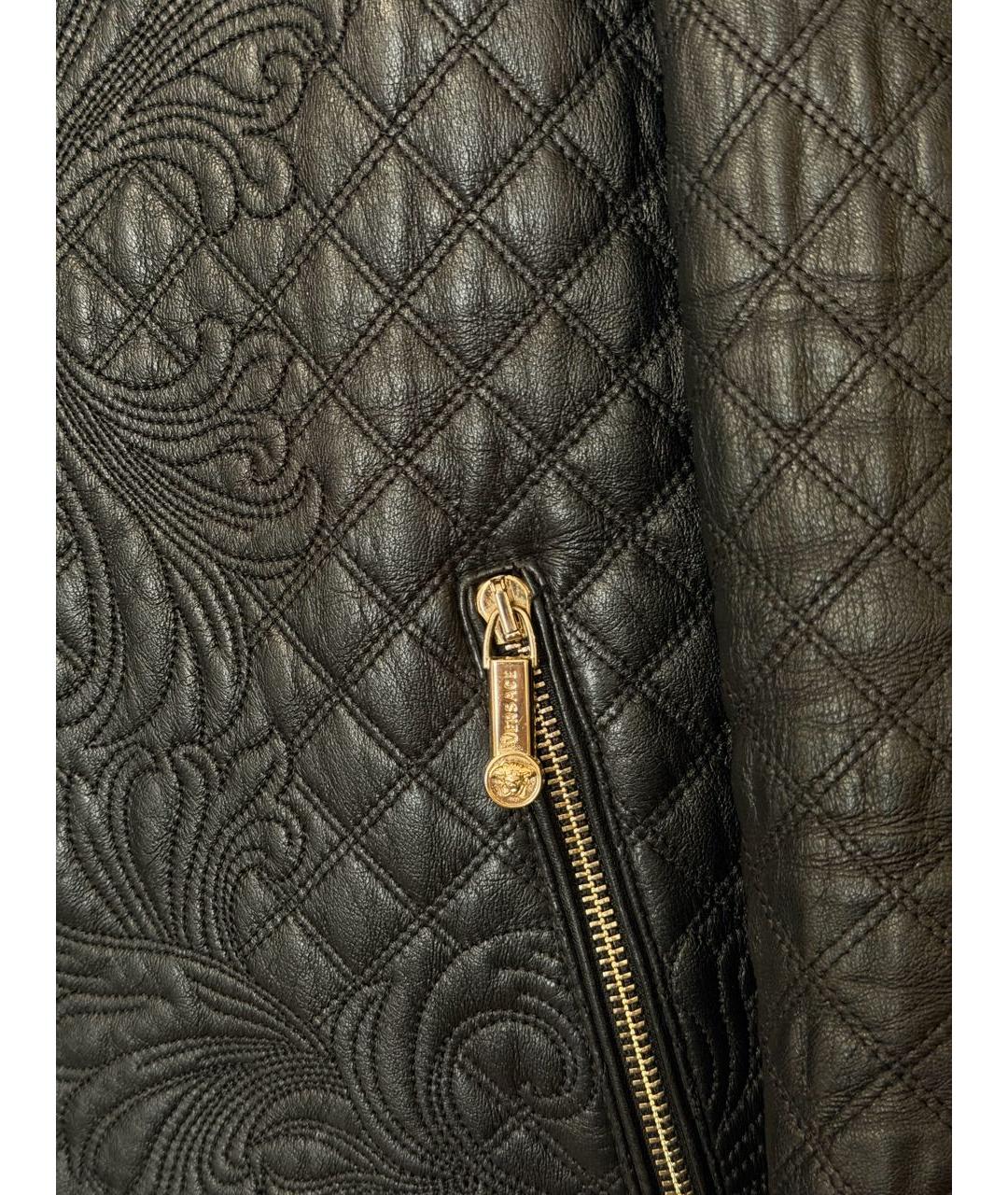 VERSACE Черная кожаная куртка, фото 4