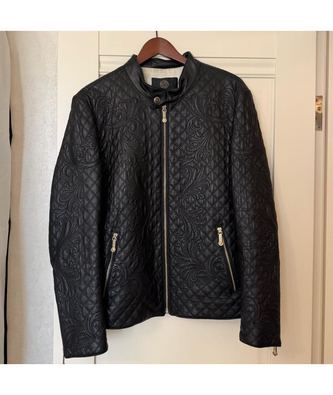 VERSACE Черная кожаная куртка, фото 9