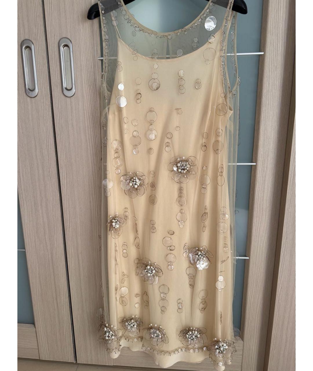 RED VALENTINO Бежевое вискозное коктейльное платье, фото 6