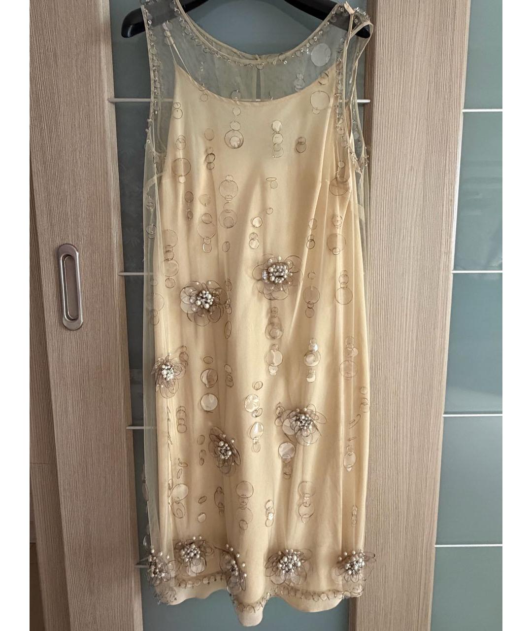 RED VALENTINO Бежевое вискозное коктейльное платье, фото 9