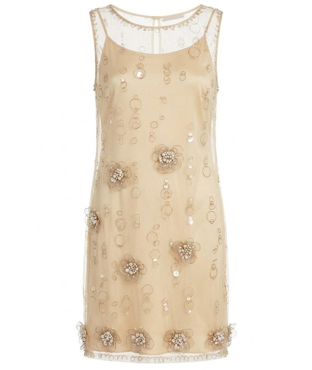 RED VALENTINO Бежевое вискозное коктейльное платье, фото 1