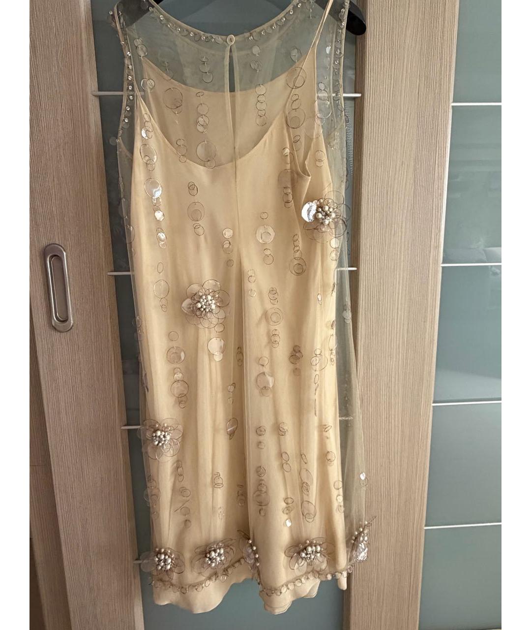RED VALENTINO Бежевое вискозное коктейльное платье, фото 2
