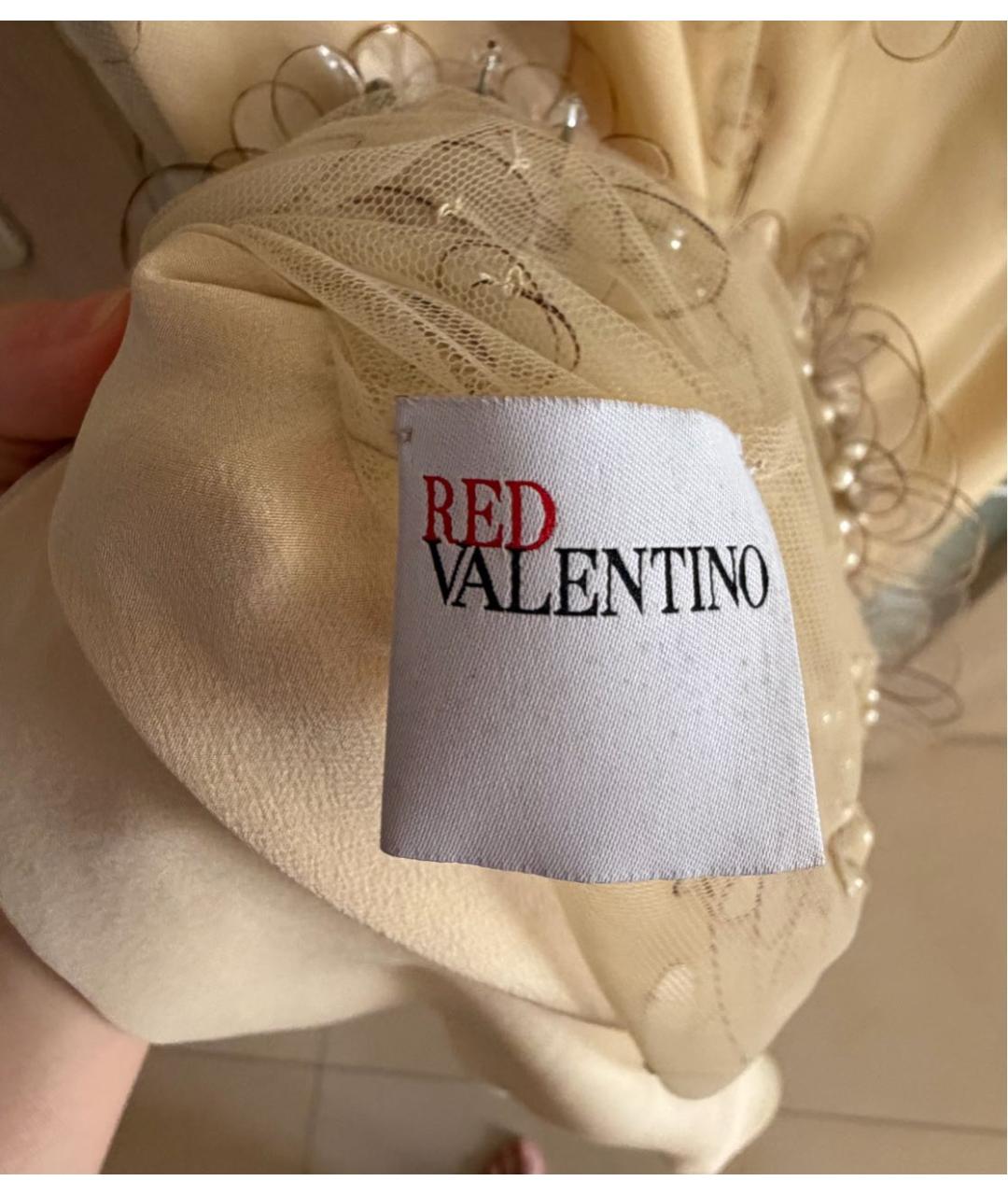 RED VALENTINO Бежевое вискозное коктейльное платье, фото 3