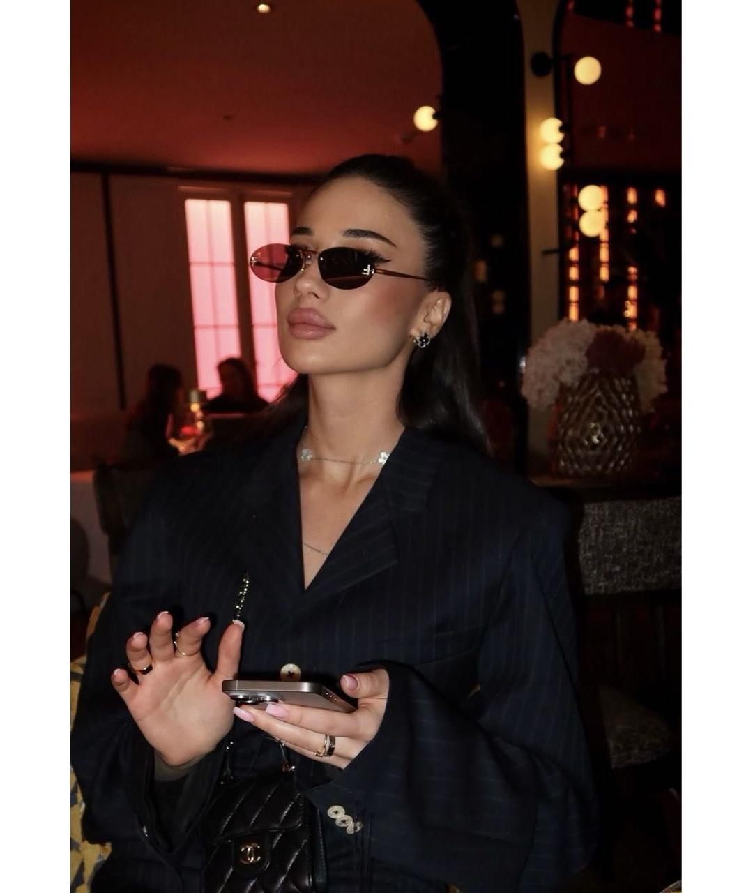 FENDI Золотые металлические солнцезащитные очки, фото 8