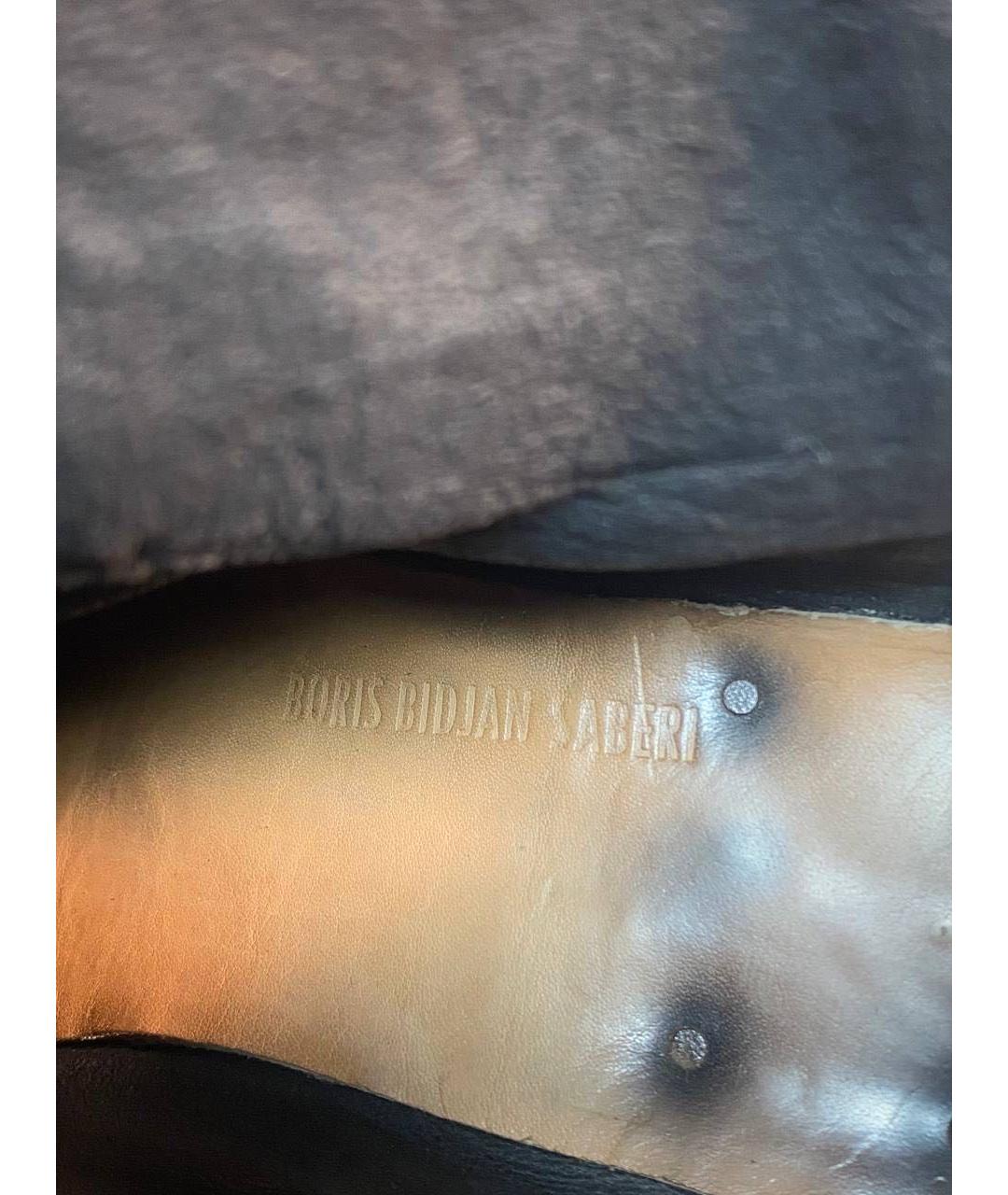 BORIS BIDJAN Серые кожаные высокие ботинки, фото 6