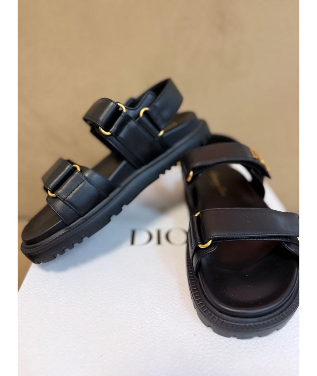 CHRISTIAN DIOR Черные кожаные сандалии, фото 6