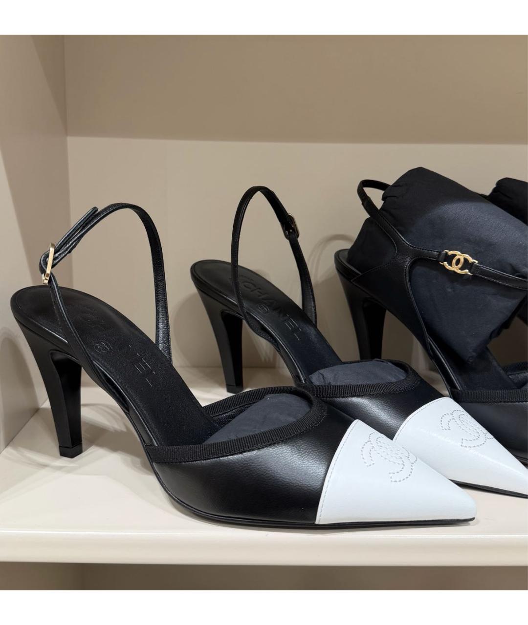 CHANEL Черные кожаные босоножки, фото 6