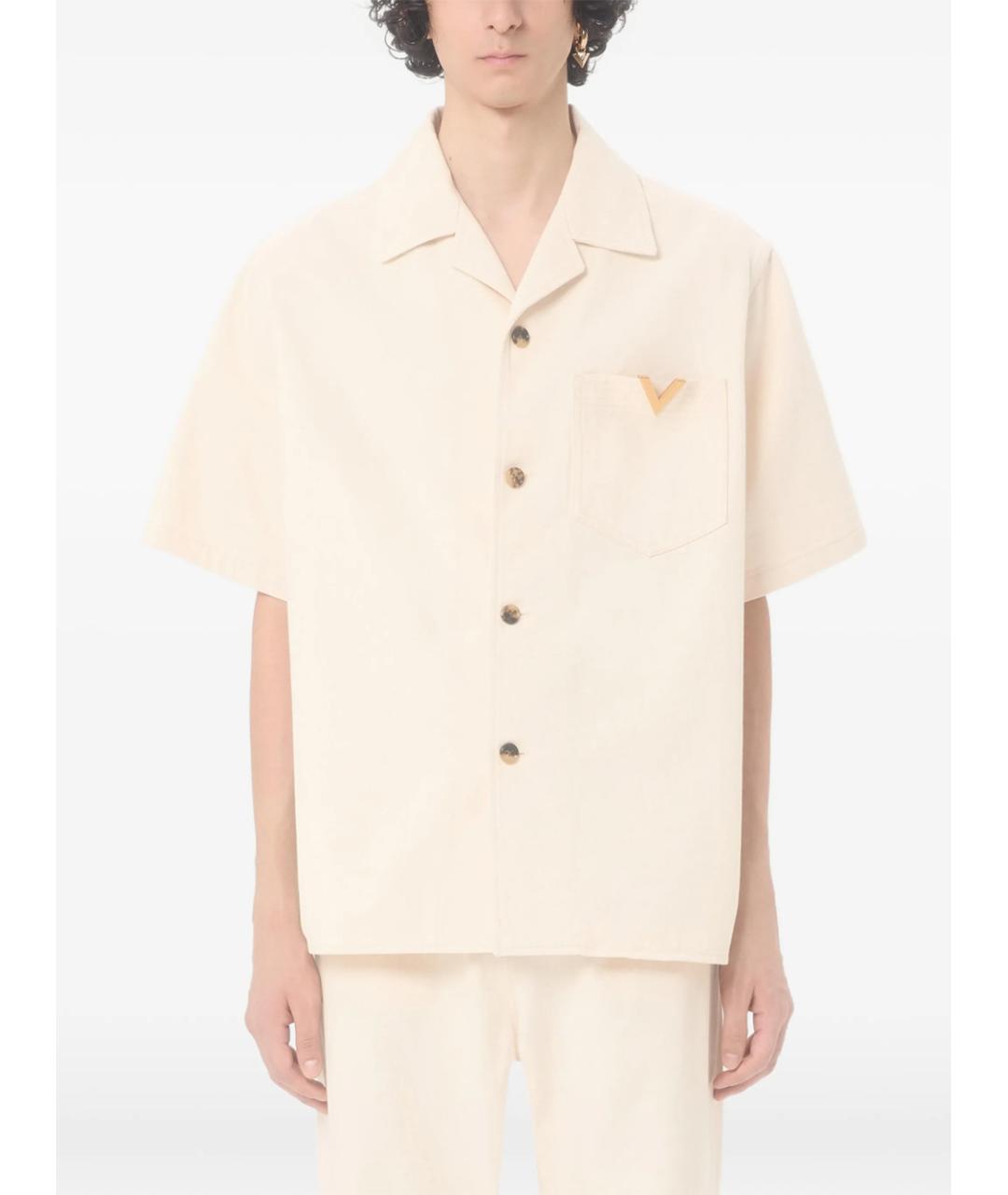 VALENTINO Бежевая хлопковая кэжуал рубашка, фото 4
