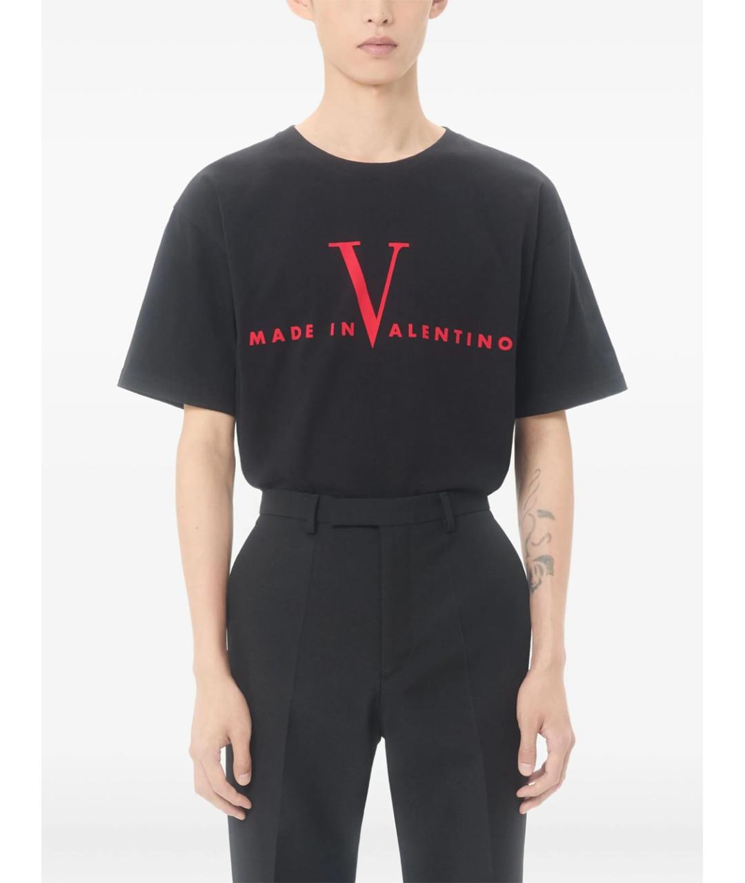 VALENTINO Черная хлопковая футболка, фото 2